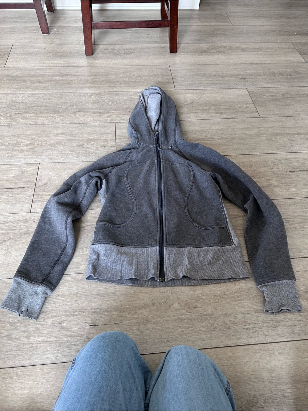 Vintage Lululemon Scuba Hoodie Full Zip Two Tone Gray Colorblock Y2K Athleisure